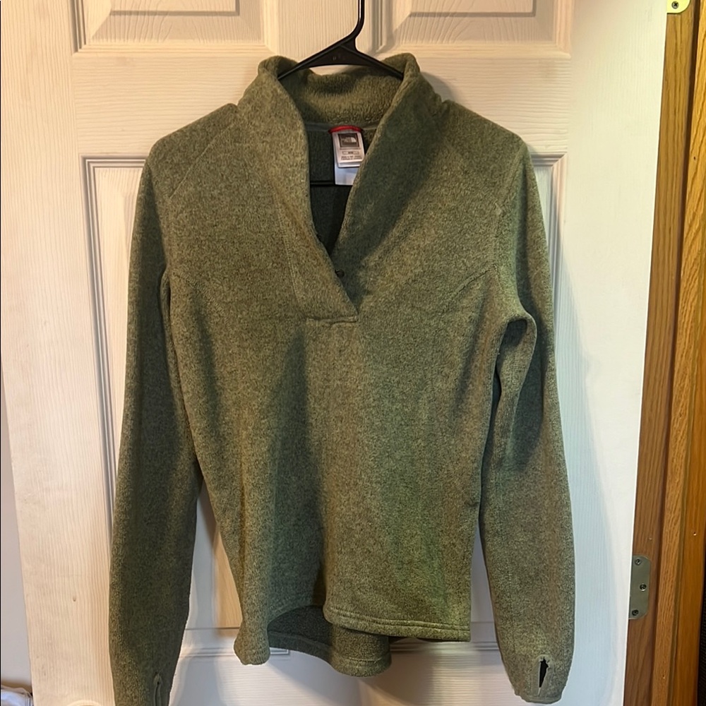 The North Face Olive Green Fleece Cowl Pullover